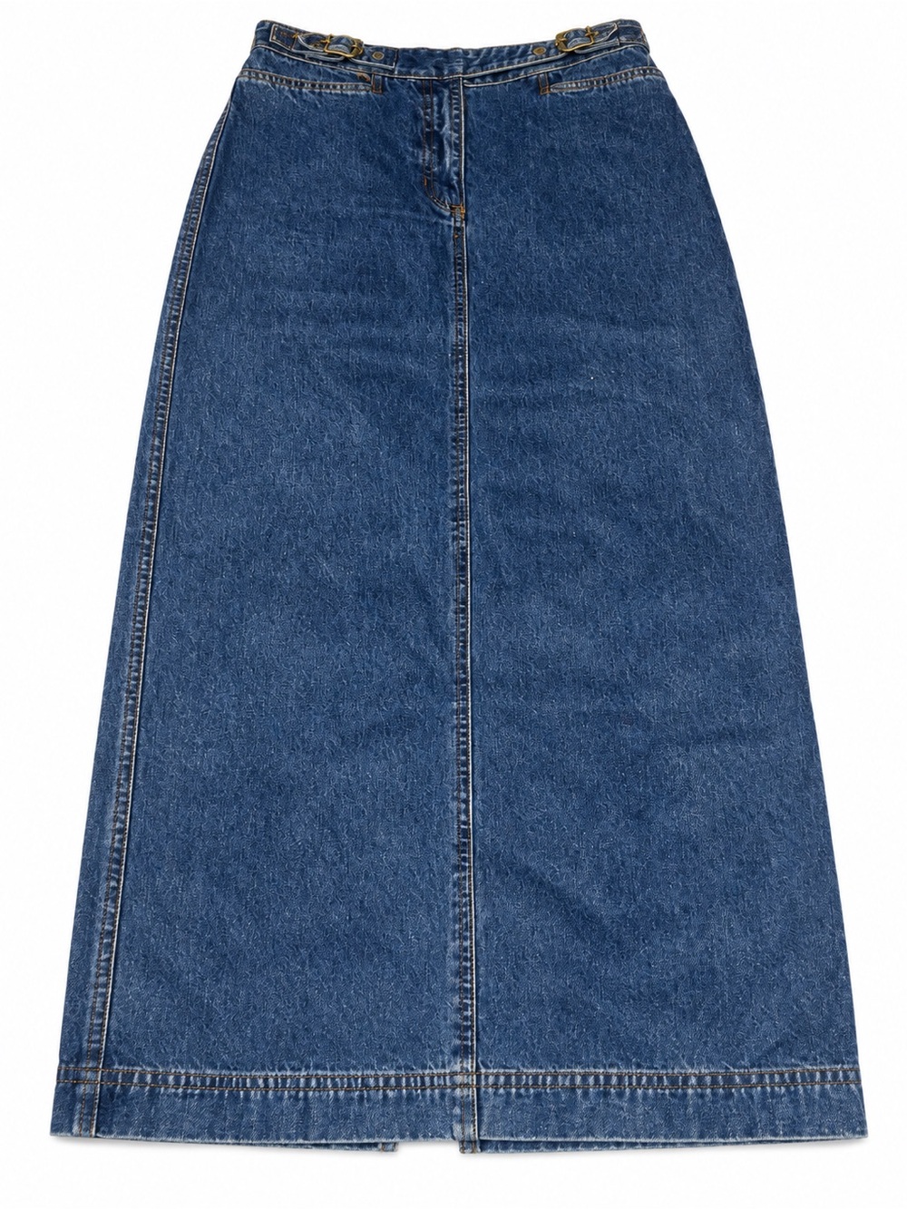 Ralph Lauren Jeans Co. Vintage Denim Maxi Skirt 2P Petite Y2K Belted Slit
